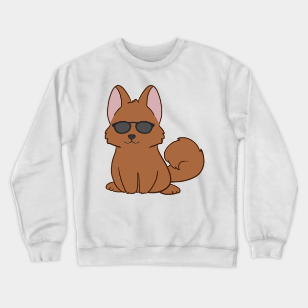 Brown dog wearing sunglasses Crewneck Sweatshirt by BiscuitSnack